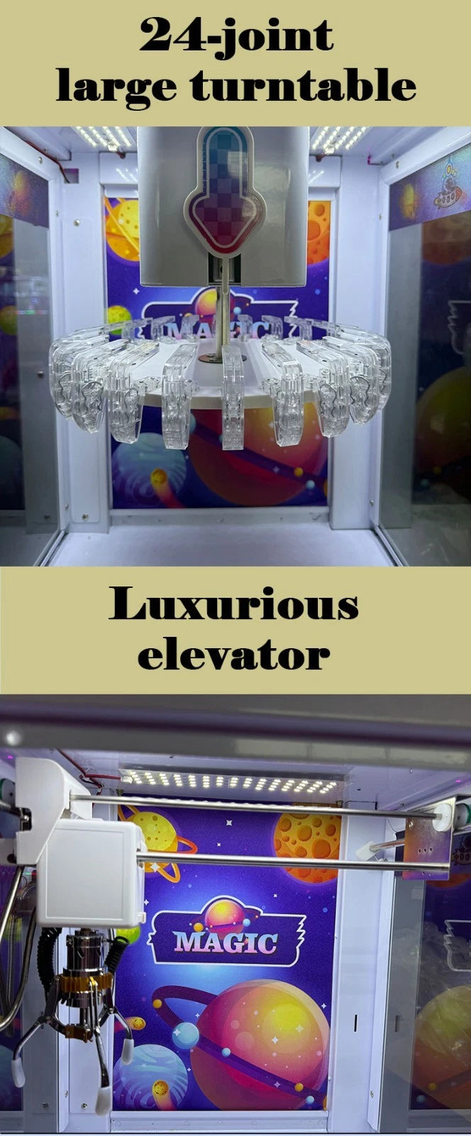 MAGIC GIFTS 2-Tier Combo Machine – Drop Game & Mini Claw Machine