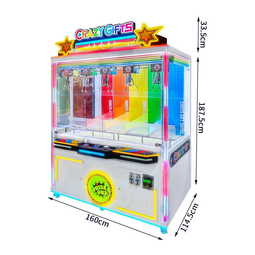 CRAZY GIFTS 5-Claw Arcade Machine – Synchronized Multi-Claw Prize Game